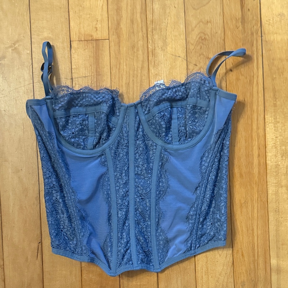 Urban Outfitters Elegant Blue Lace Corset Bra